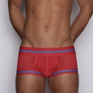 Vibrant Red Boxer Briefs with Blue Trim
